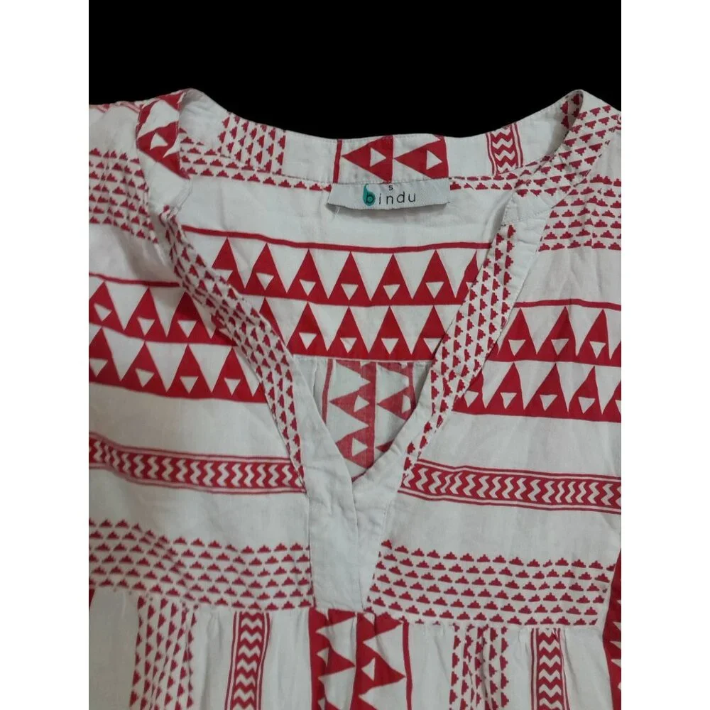 Bindu Salma Boho Hippie Beach Vacation Casual Flared Sleeve Mini Dress Small - Picture 7 of 10